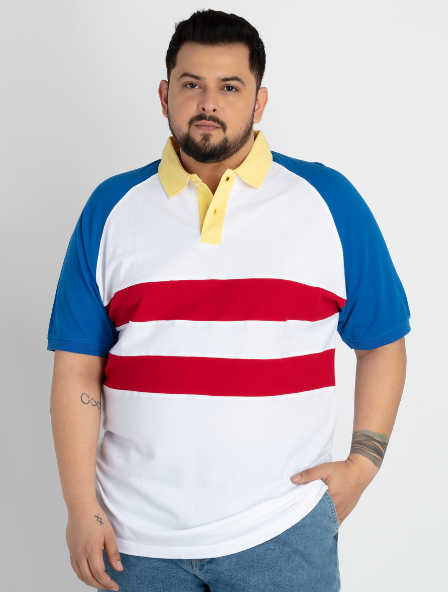Mens Plus Size White Polo T-shirt