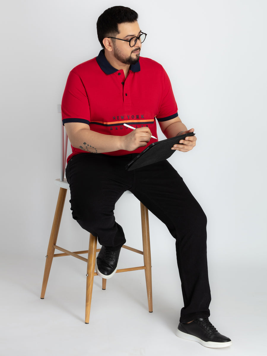 Mens Plus Size Mens Red Polo T-shirt