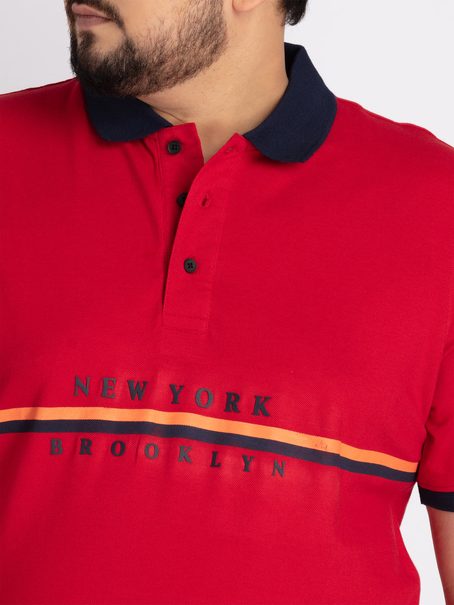 Mens Plus Size Mens Red Polo T-shirt