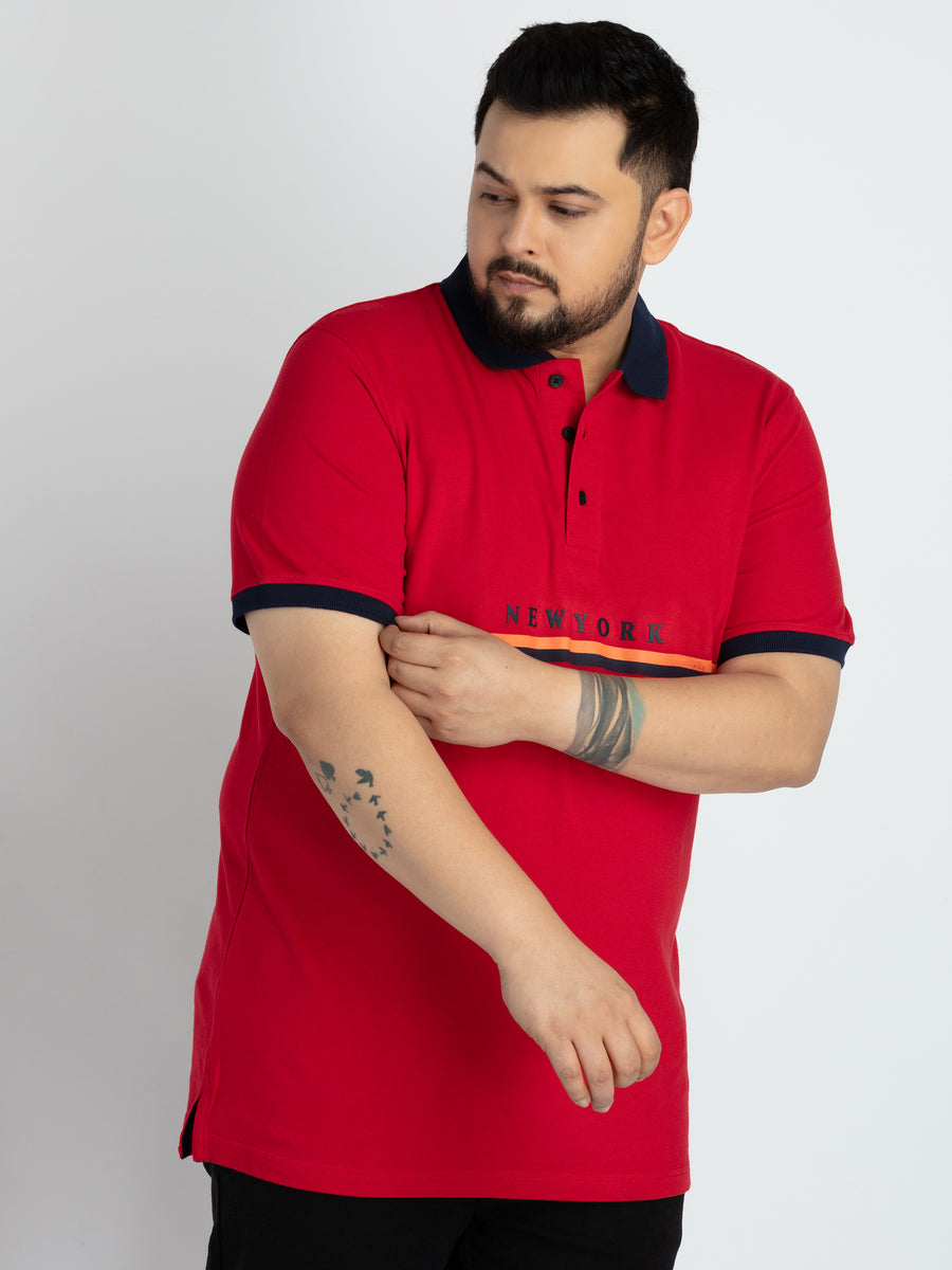 Mens Plus Size Mens Red Polo T-shirt