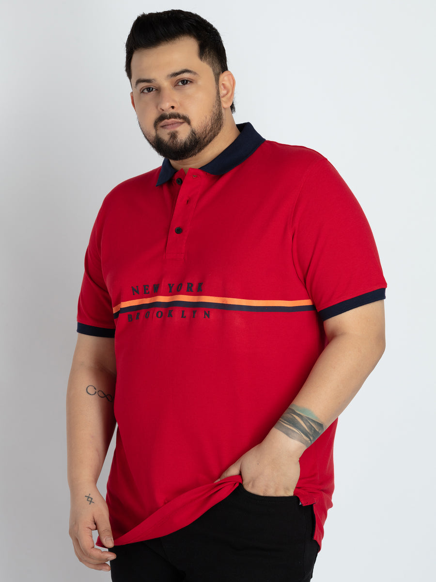 Mens Plus Size Mens Red Polo T-shirt
