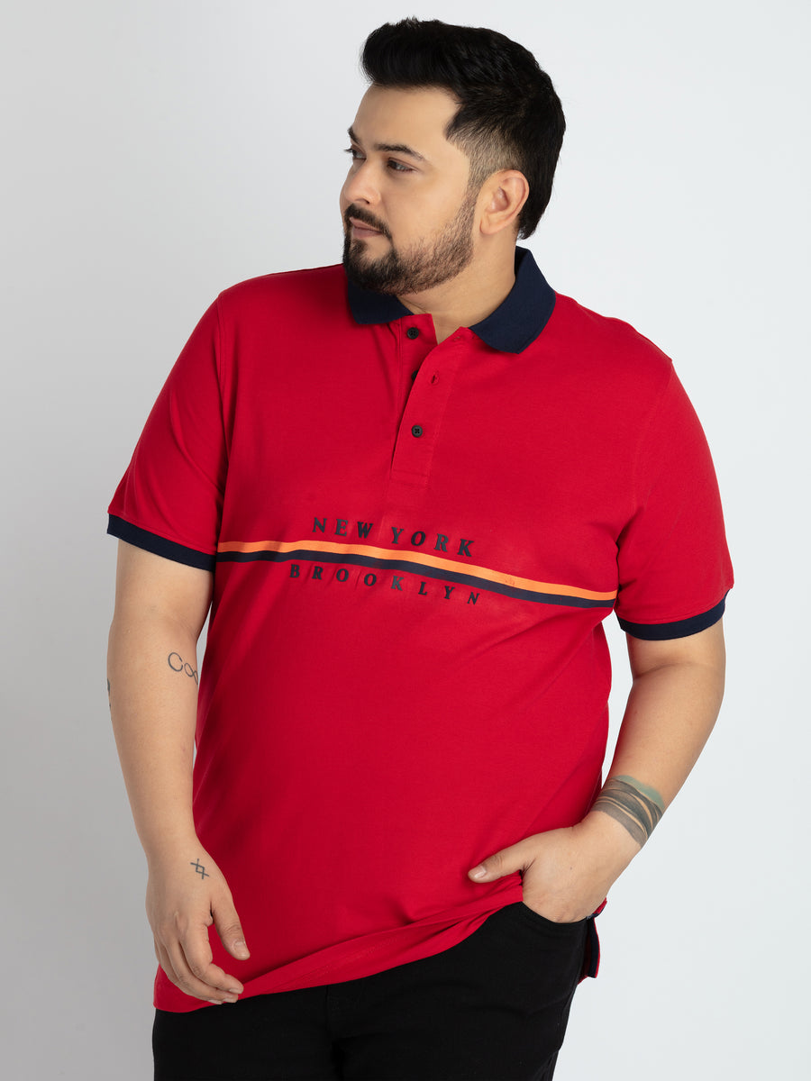 Mens Plus Size Mens Red Polo T-shirt