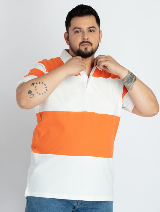 Mens Plus Size Orange Polo