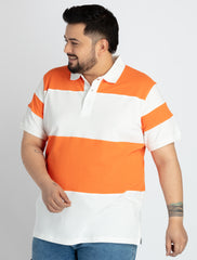Mens Plus Size Orange Polo