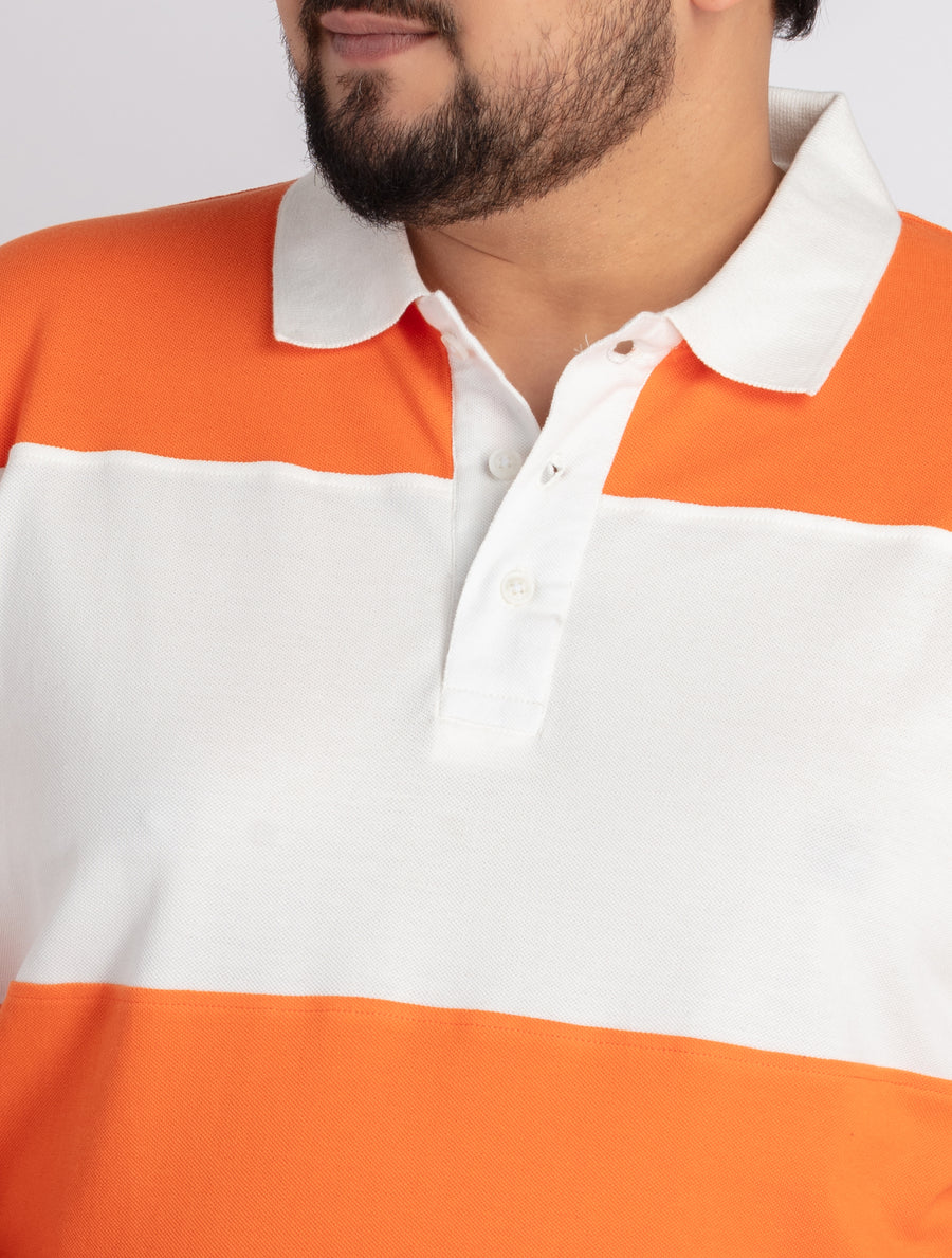 Mens Plus Size Orange Polo