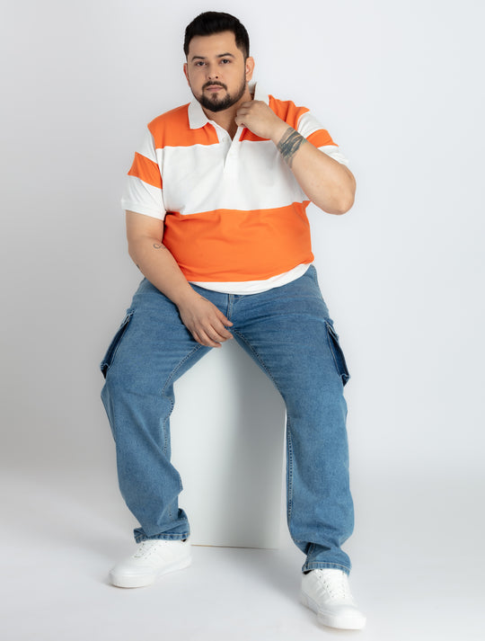 Mens Plus Size Orange Polo