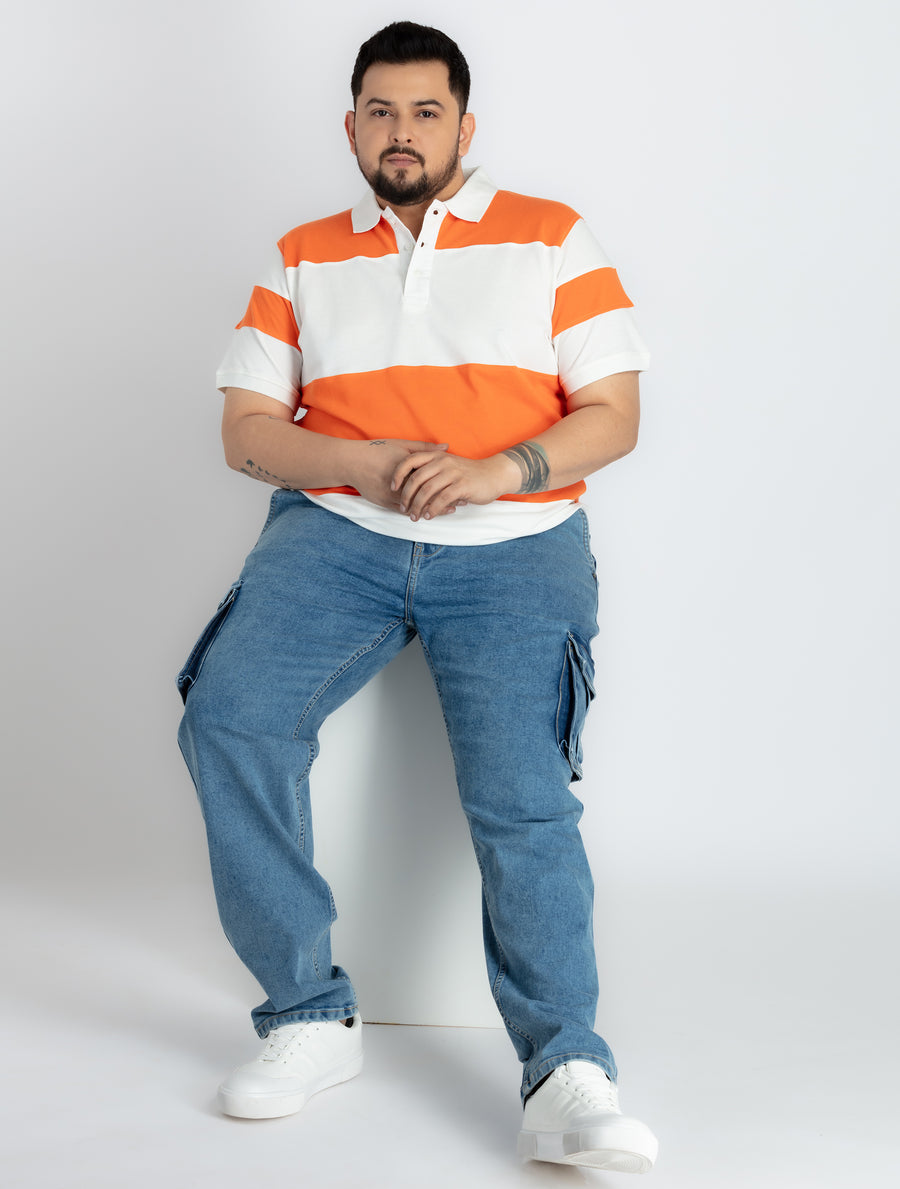 Mens Plus Size Orange Polo
