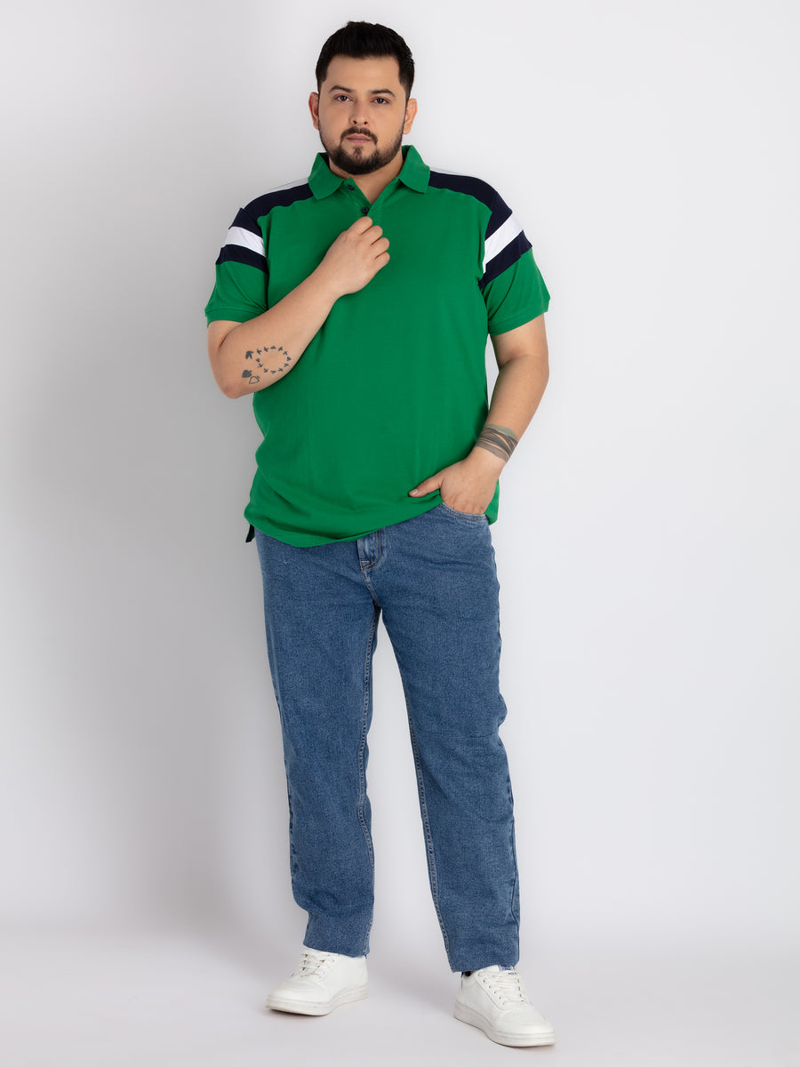 Mens Plus Size Mens Green Polo T-shirt