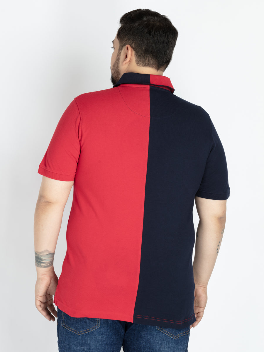 Mens Plus Size Navy & red cut and sew polo