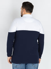 Navy Colour blocking full sleve pol0