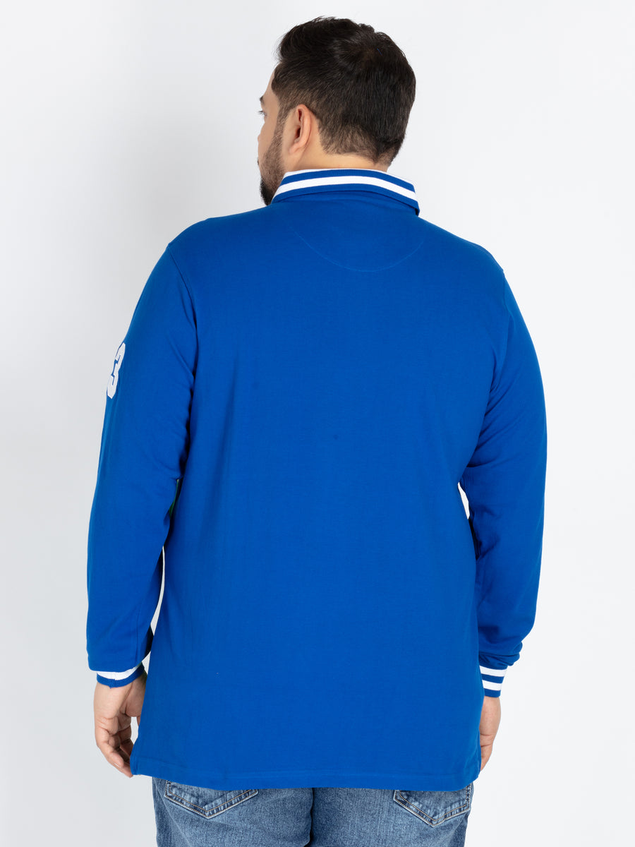 Mens Plus Size royal blue cut and sew polo