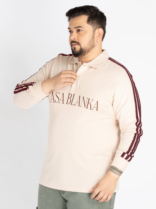 Mens Plus Size beige polo