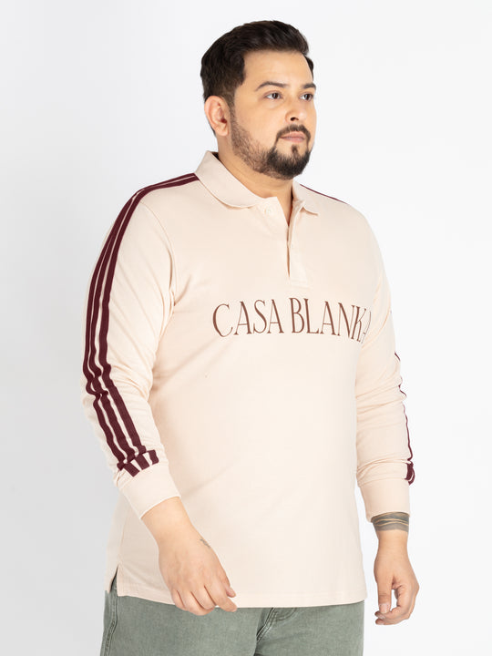 Mens Plus Size beige polo