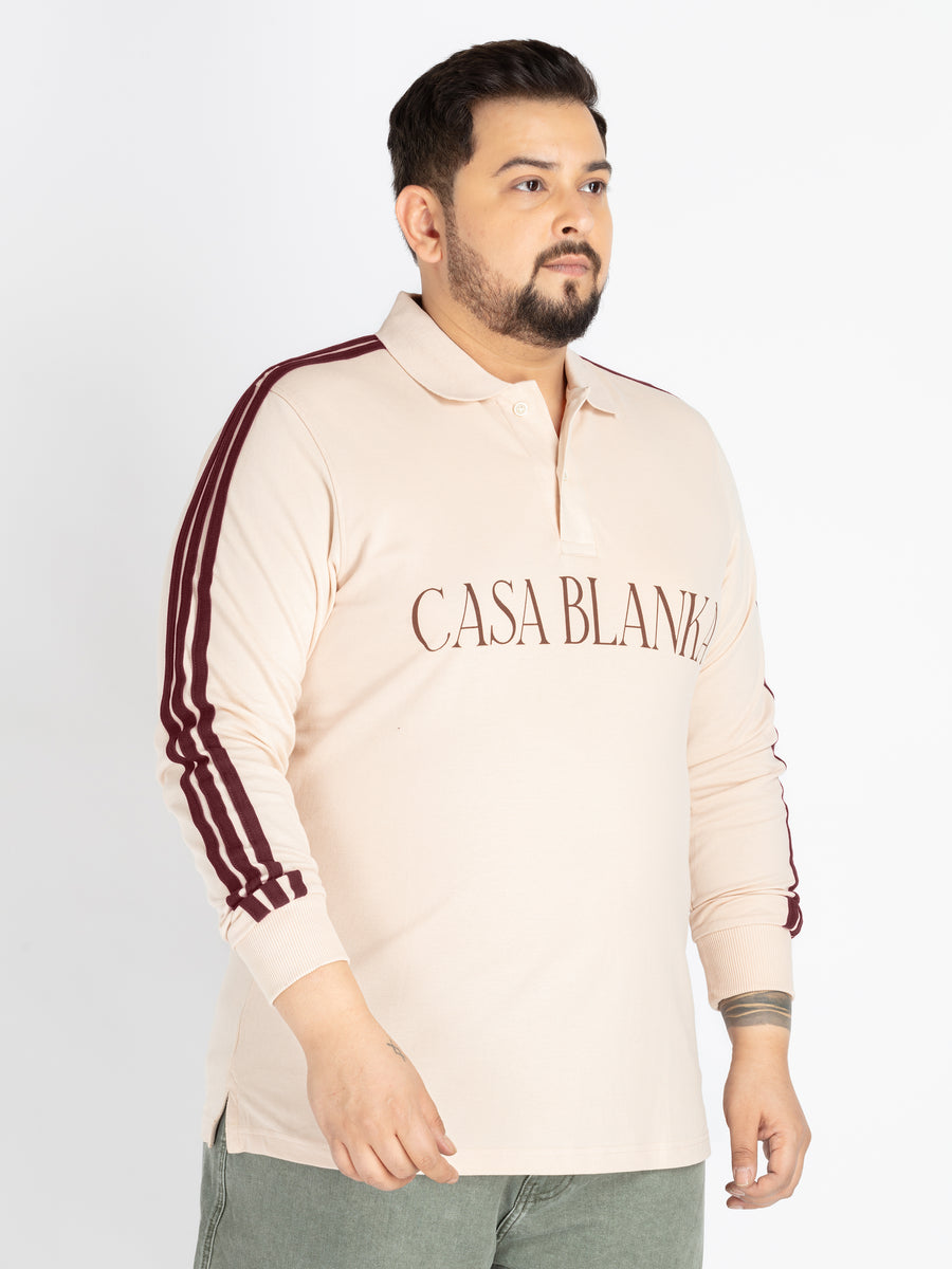 Mens Plus Size beige polo