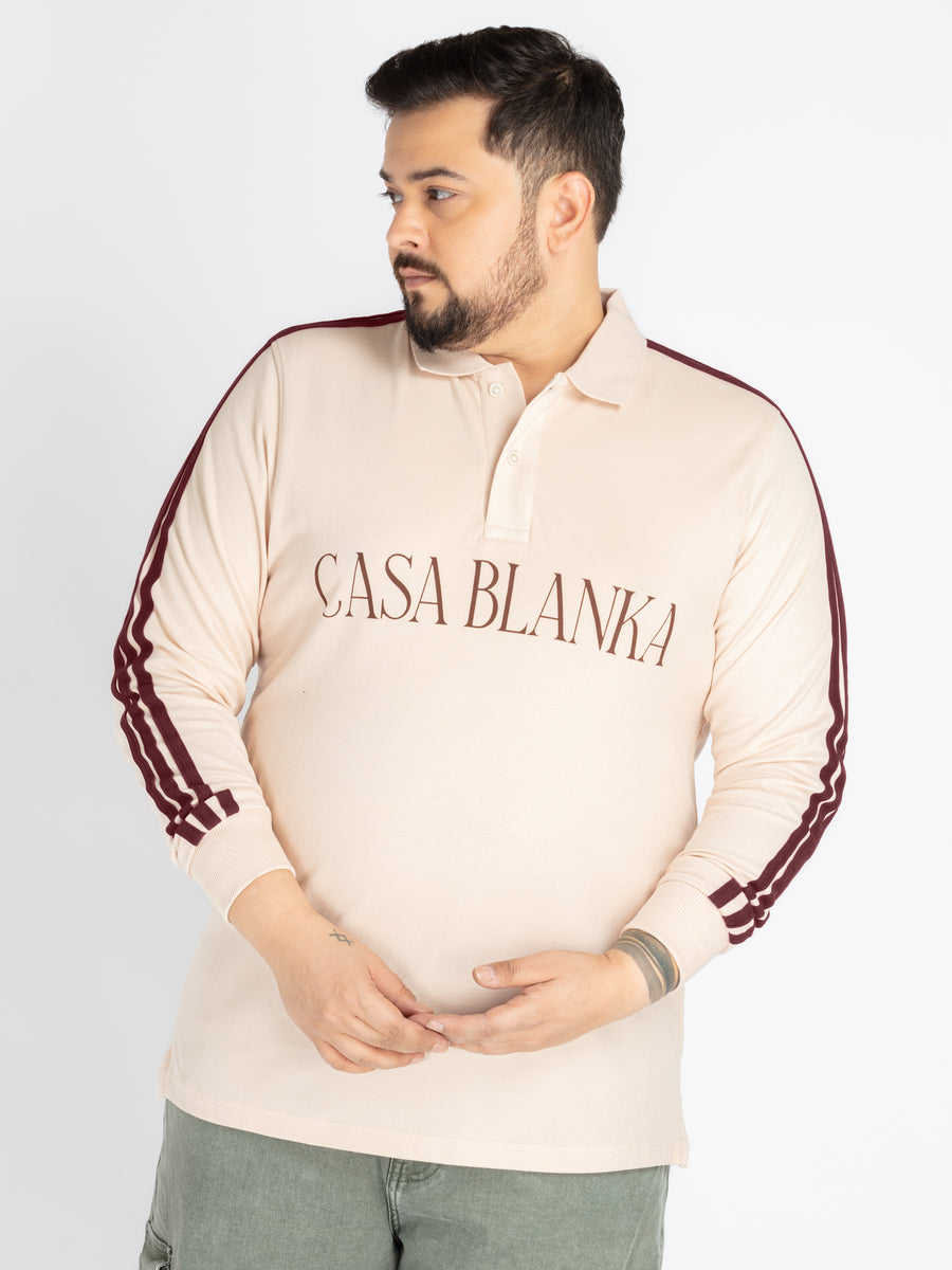 Mens Plus Size beige polo