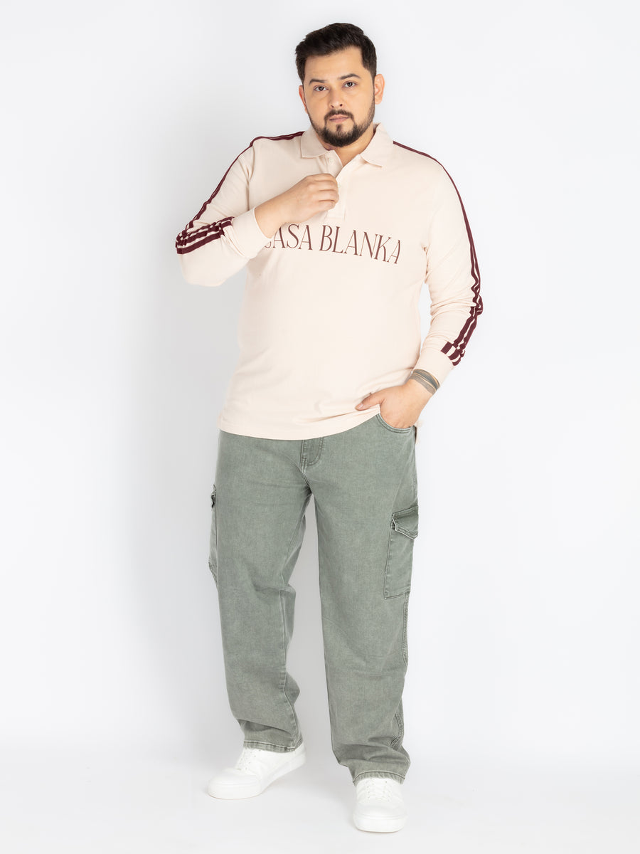 Mens Plus Size beige polo