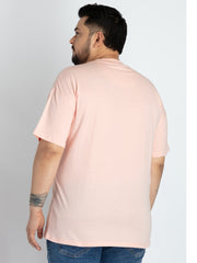 Mens Plus Size Pink Round Neck T-shirt