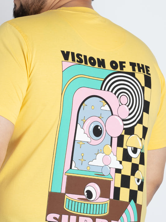 Mens Plus Size Yellow Round Neck T-shirt