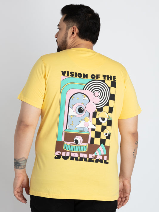 Mens Plus Size Yellow Round Neck T-shirt