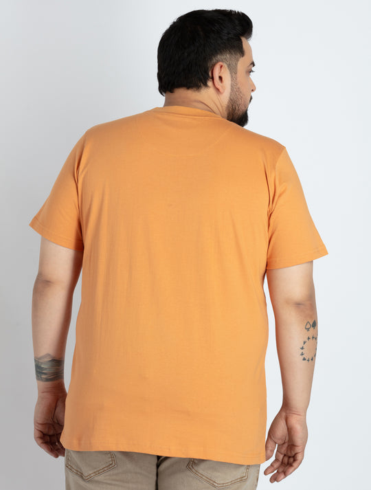 Mens Plus Size Orange Round Neck T-shirt