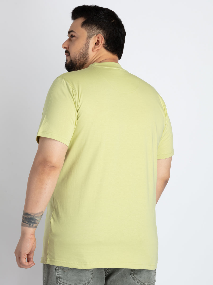 Mens Plus Size Green Round Neck T-shirt