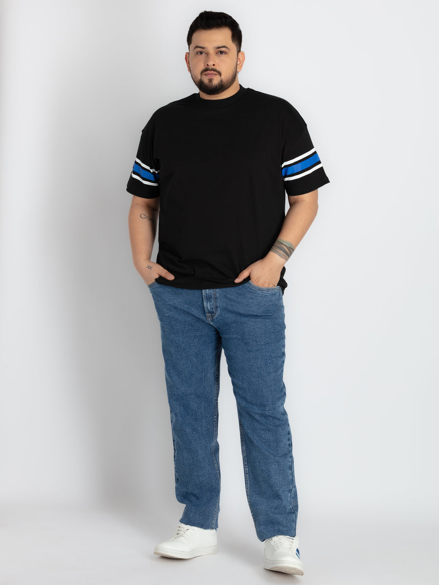 Mens Plus Size Mens Black Round Neck T-shirt