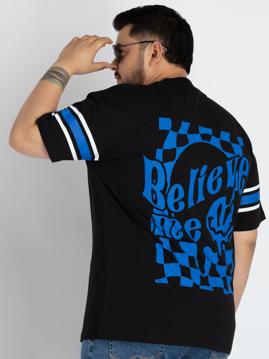 Mens Plus Size Mens Black Round Neck T-shirt