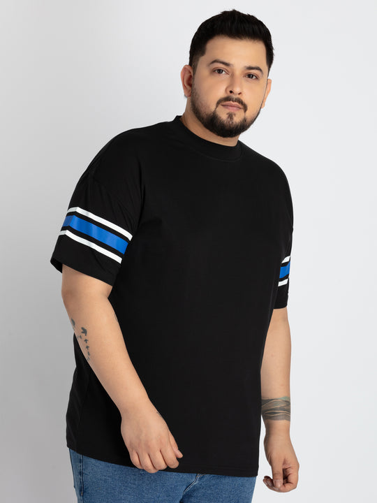 Mens Plus Size Mens Black Round Neck T-shirt