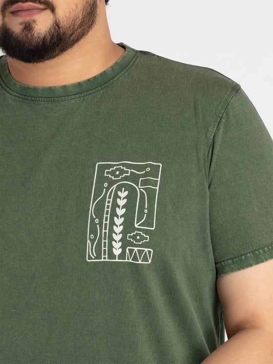 Mens Plus Size Mens Green Round Neck T-shirt