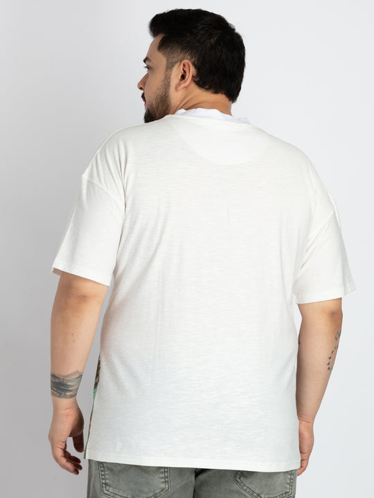 Mens Plus Size Mens White Round Neck T-shirt