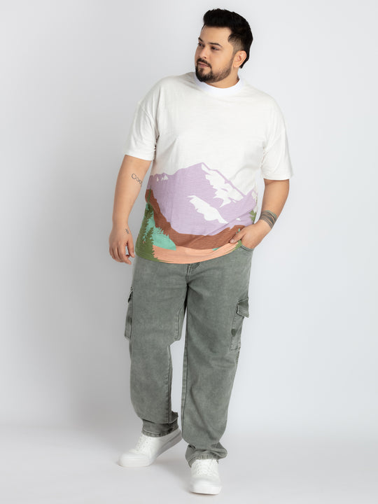 Mens Plus Size Mens White Round Neck T-shirt