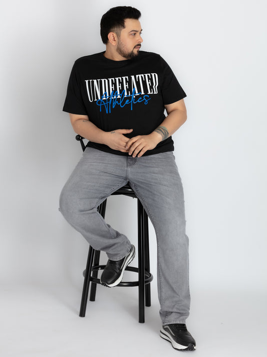 Mens Plus Size Black Round Neck T-shirt