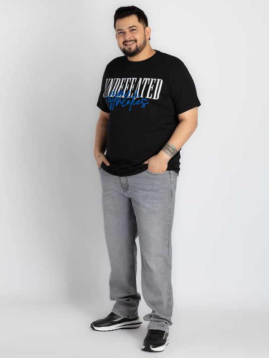 Mens Plus Size Black Round Neck T-shirt