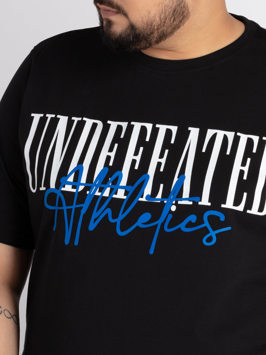 Mens Plus Size Black Round Neck T-shirt