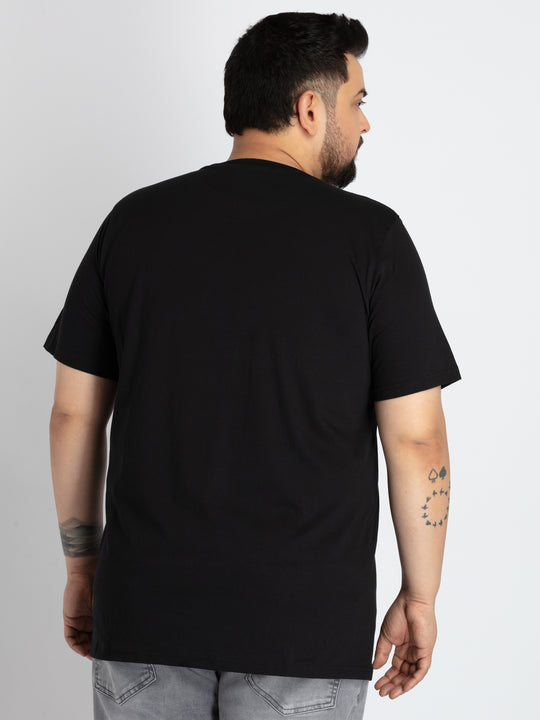 Mens Plus Size Black Round Neck T-shirt