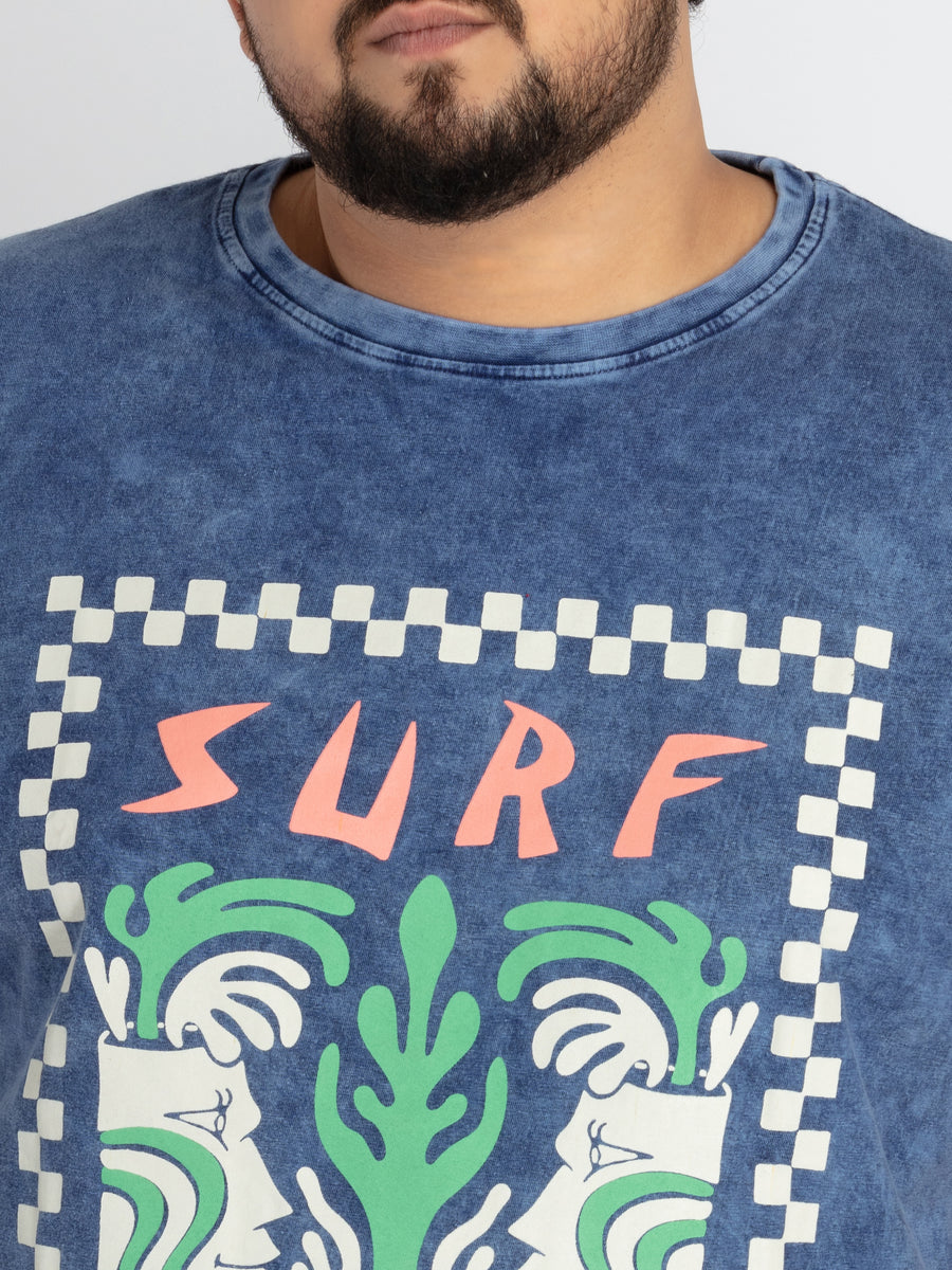 Mens Plus Size Blue T-shirt