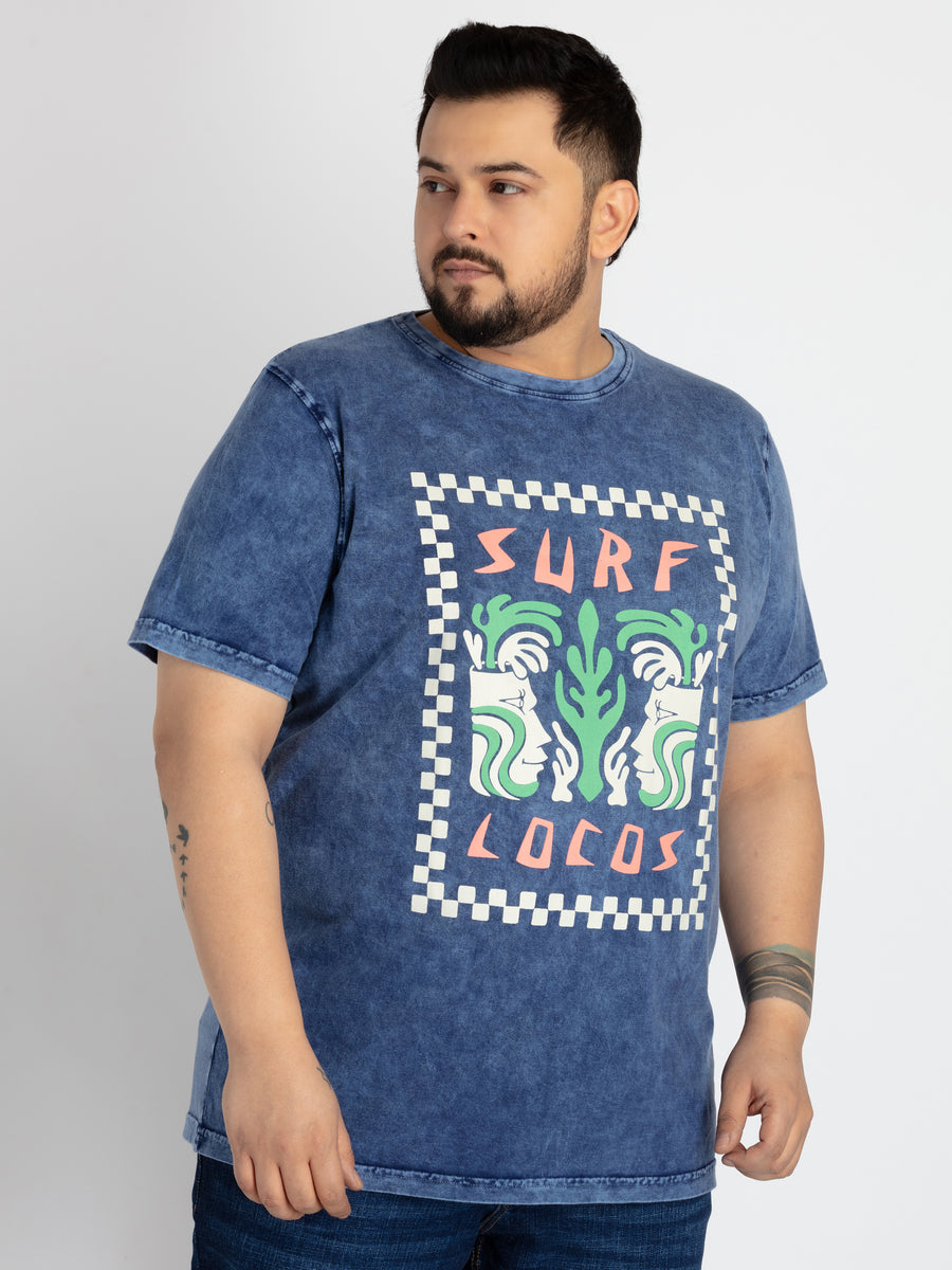 Mens Plus Size Blue T-shirt