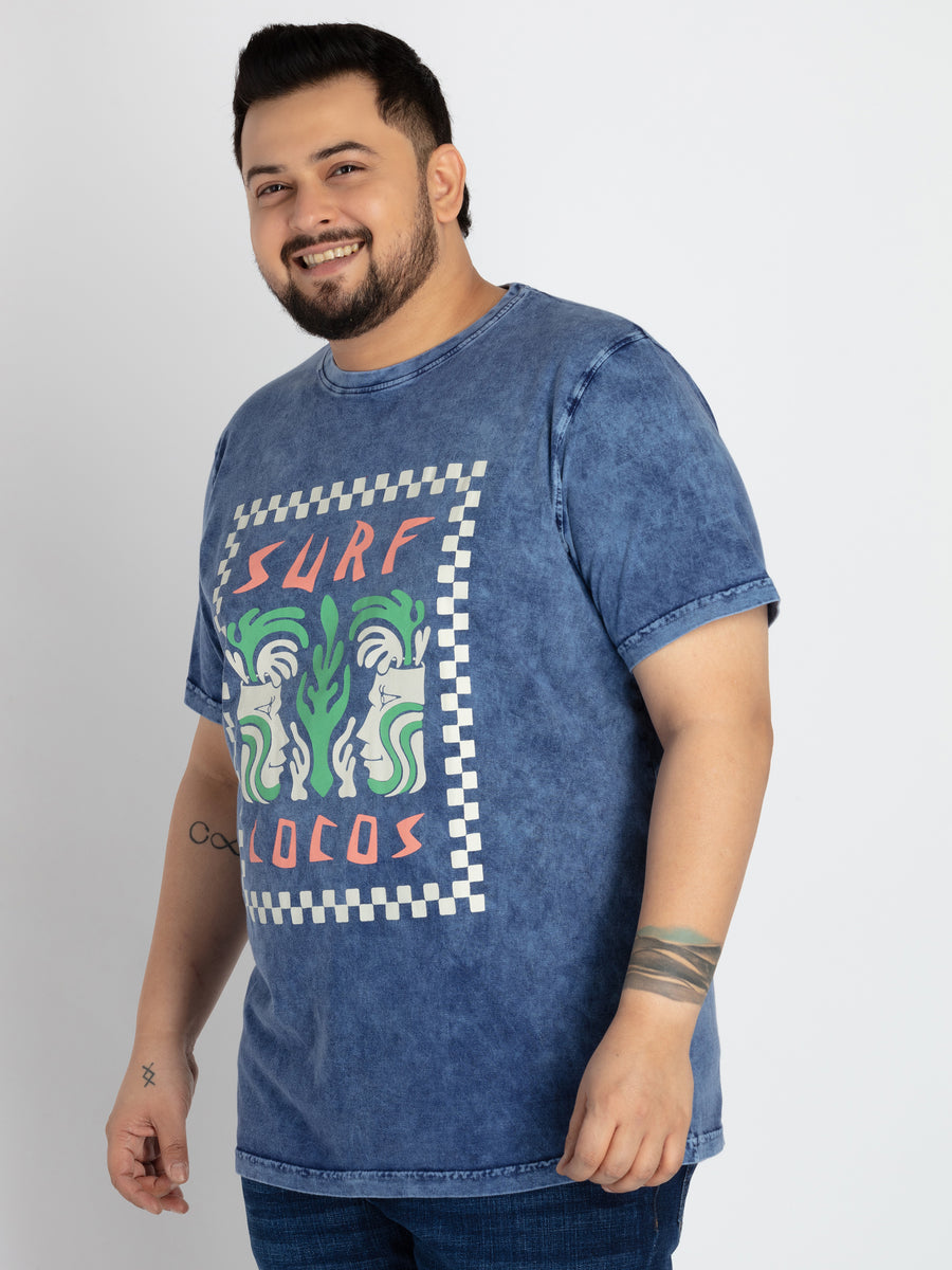Mens Plus Size Blue T-shirt