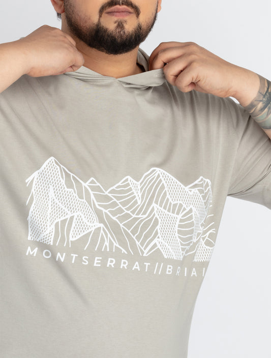 Mens Plus Size Grey Round Neck T-shirt