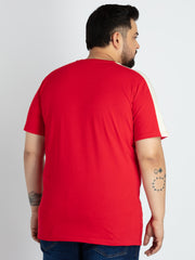 Mens Plus Size Red Round Neck T-shirt
