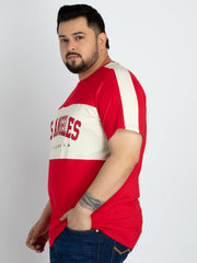 Mens Plus Size Red Round Neck T-shirt