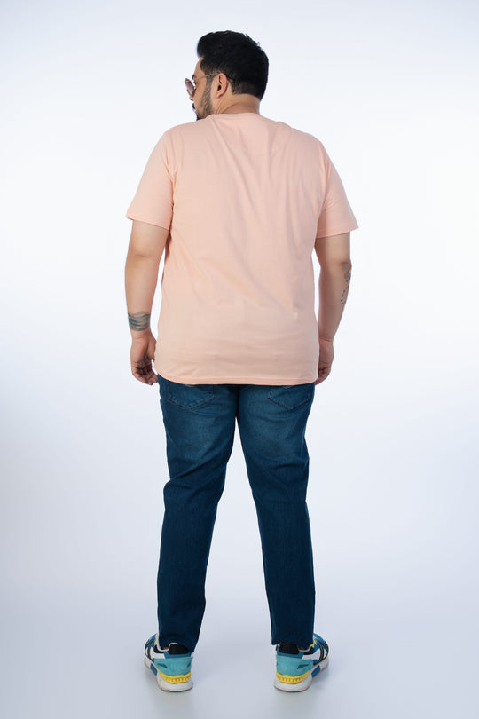 Mens Plus Size-Peach Crew Neck Graphic Tee
