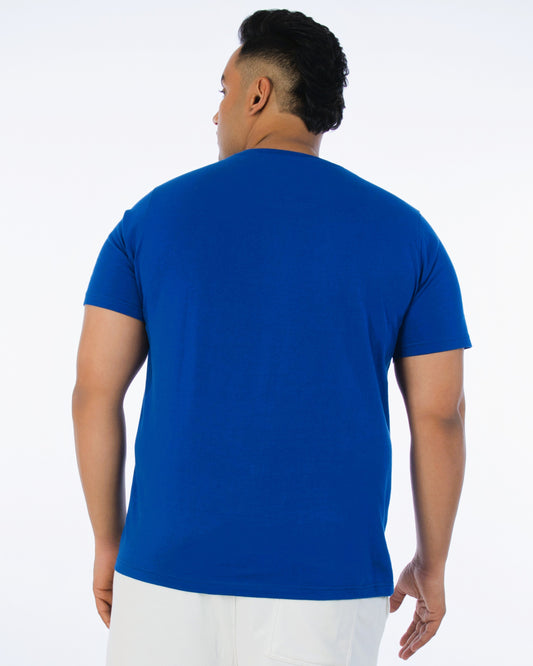 Mens Plus Size-Royal Blue Crew Neck Graphic Tee