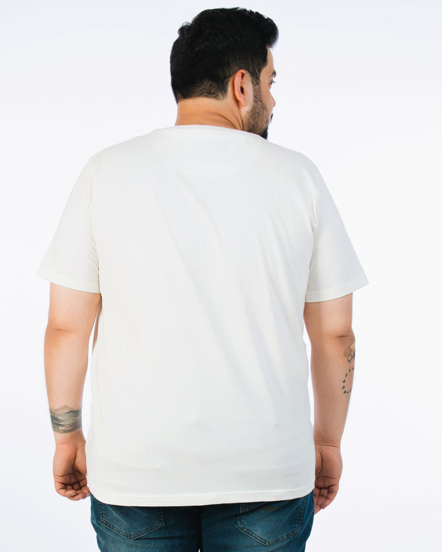 Mens Plus Size-Off White Crew Neck Graphic Tee