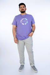Mens Plus Size Purple Crew Neck Graphic Tee