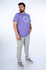 Mens Plus Size Purple Crew Neck Graphic Tee