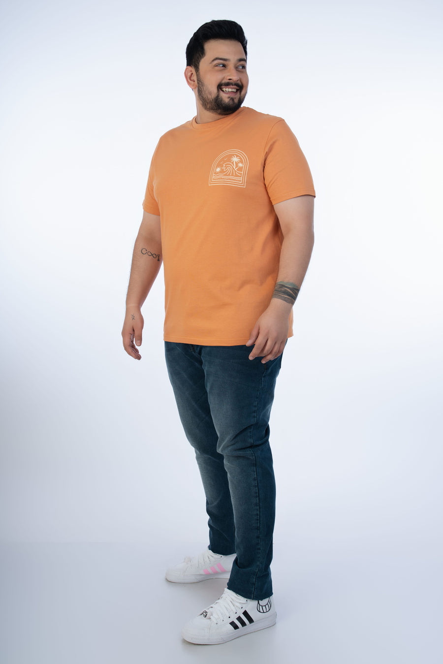 Mens Plus Size Mustard Crew Neck Graphic Tee