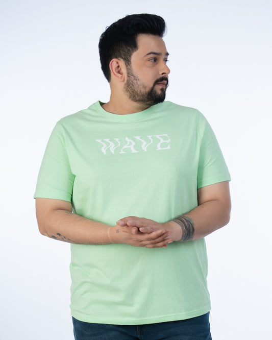 Mens Plus Size Light Green Crew Neck Graphic Tee