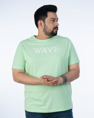 Mens Plus Size Light Green Crew Neck Graphic Tee