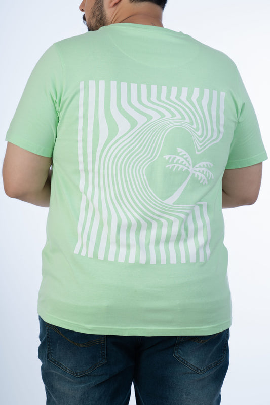 Mens Plus Size Light Green Crew Neck Graphic Tee